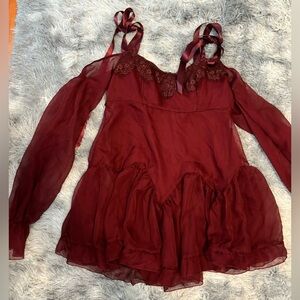 NWT Current Mood Burgundy Long Sleeve Dress